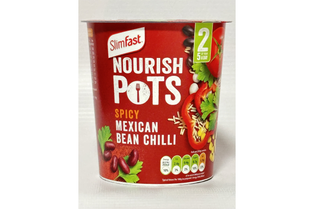 SlimFast Nourish Pot Spicy Mexican Bean Chilli – 8 x 60g Pots – Vegan, High Protein, Low Sugar
