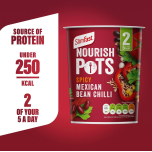 SlimFast Nourish Pot Spicy Mexican Bean Chilli – 8 x 60g Pots – Vegan, High Protein, Low Sugar