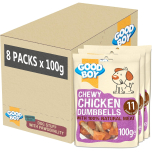 Good Boy Chewy Chicken Dumbbells Dog Treats – 100% Natural Chicken Breast – 8 × 100g Case