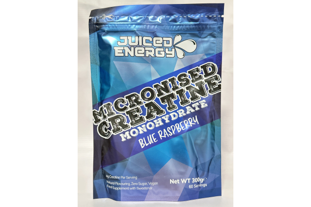 Micronised Creatine Monohydrate Powder – Blue Raspberry Flavour – 300g | 60 Servings