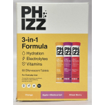 Phizz 3-in-1 Hydration, Electrolyte & Multivitamin Tablets – Variety Pack – 60 Effervescent Tablets (Orange, Apple & Blackcurrant, Mixed Berry)