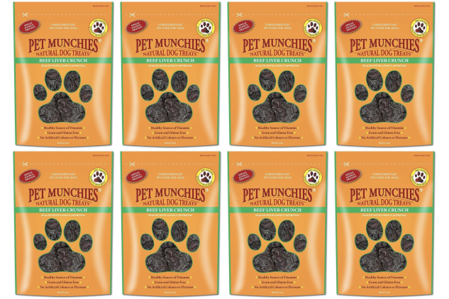 Pet Munchies Beef Liver Crunch Dog Treats – Premium Grain Free Dog Chews – 8 × 90g