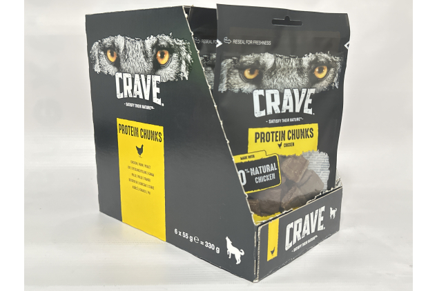 Crave Protein Chunks Dog Treats – Chicken, High Protein, Grain Free – 6 x 55g