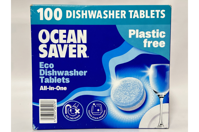 OceanSaver Eco-Friendly Dishwasher Tablets – 100 Pack – Plant-Based, Plastic-Free Cleaning