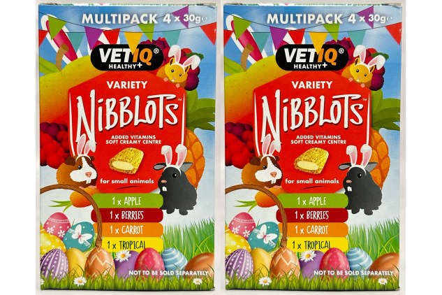 VETIQ Nibblots Small Animal Treats Variety Pack – 8 x 30g | Added Vitamins & Omega 3 | Apple, Berries, Carrot & Tropical (Packaging May Vary)