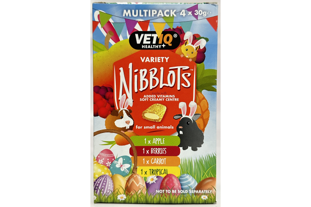 VETIQ Nibblots Small Animal Treats Variety Pack – 8 x 30g | Added Vitamins & Omega 3 | Apple, Berries, Carrot & Tropical (Packaging May Vary)