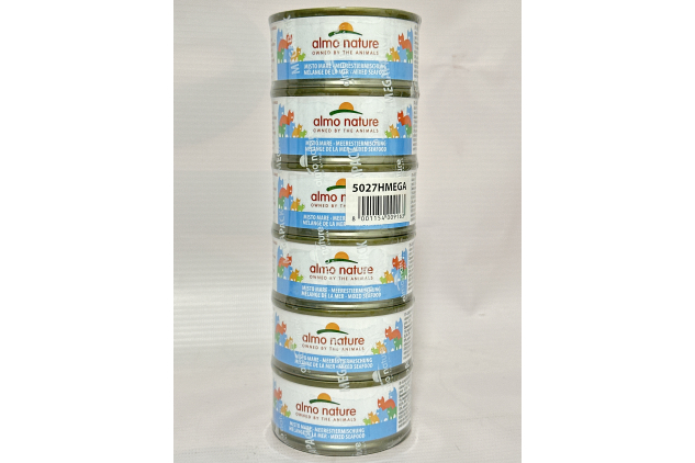 Almo Nature Cat Food Mega Pack – Mixed Seafood Wet Food Cans 6 x 70g – Natural Complementary Pet Food