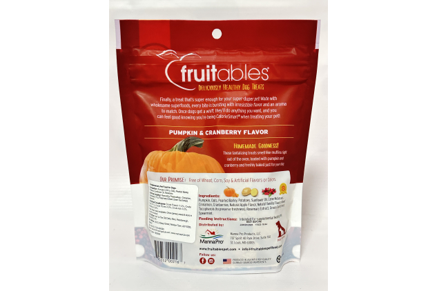 Fruitables Baked Dog Treats – Pumpkin & Cranberry – Healthy Low-Calorie Snacks – 198g