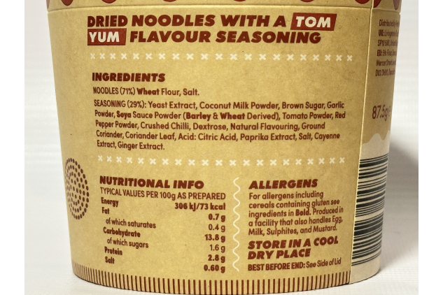 Urban Noodle Tom Yum Ramen Noodles – 87.5g Pots (6 Pack) | Thai Inspired Hot & Sour Flavour