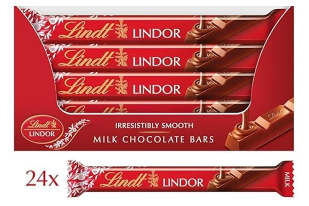 Lindt Lindor Milk Chocolate Bars – 24 x 38g – Irresistibly Smooth Chocolate | PAST BBE