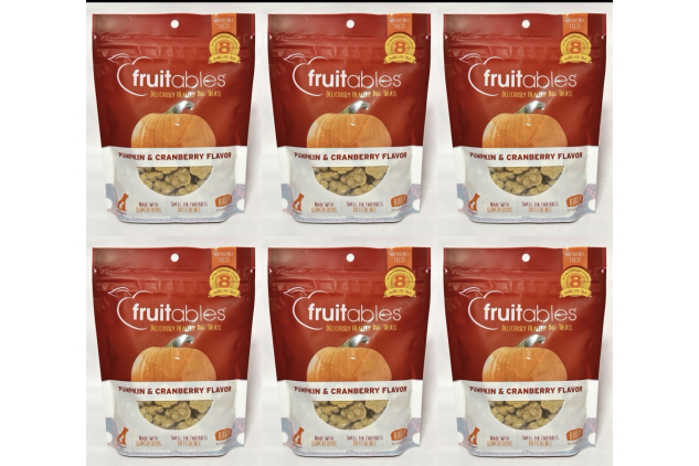 Fruitables Dog Treats – Pumpkin & Cranberry – Low-Calorie Baked Snacks – 6 x 198g