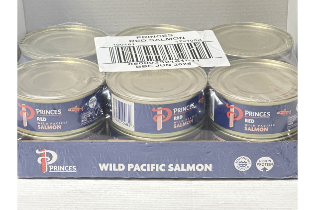 Princes Red Wild Pacific Salmon 105g – Pack of 12 | MSC Certified Sustainable Fish | High in Protein & Omega 3 | No Artificial Preservatives
