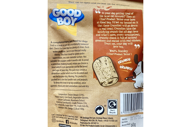Good Boy Crunchies Chicken Dog Treats – 8 x 60g Bulk Box | Natural Training Treats | High Protein, Low Fat