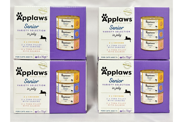 Applaws Senior Wet Cat Food in Jelly, Tuna & Chicken Variety, 24 x 70g Tins – Natural Ingredients