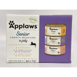 Applaws Senior Wet Cat Food in Jelly, Tuna & Chicken Variety, 24 x 70g Tins – Natural Ingredients