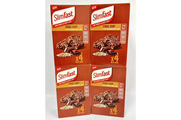 SlimFast Choc Chip Meal Bars – 16 x 60g | High Protein, Low Calorie Replacement Bars | 23 Vitamins & Minerals