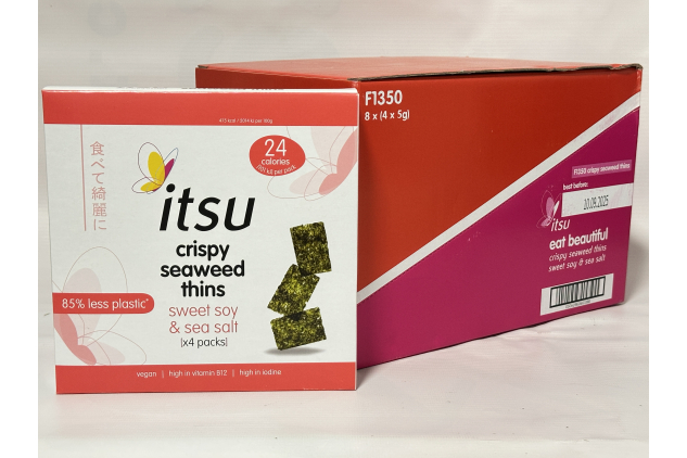 Itsu Crispy Seaweed Thins Sweet Soy & Sea Salt 32 x 5g Seaweed Snack