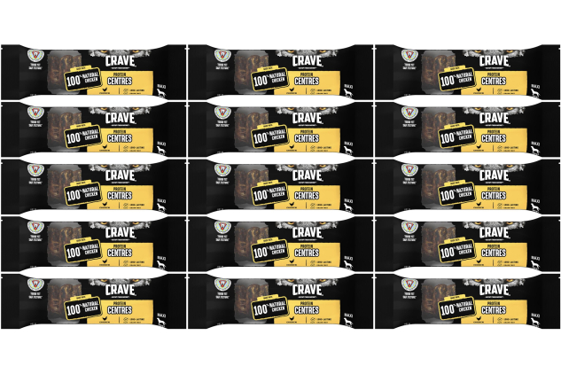Crave Protein Centres Chicken Dog Treat Bars – Grain-Free High Protein Chews for Large Dogs (15kg+) | 15 x 72g | Natural Meaty Dog Snack
