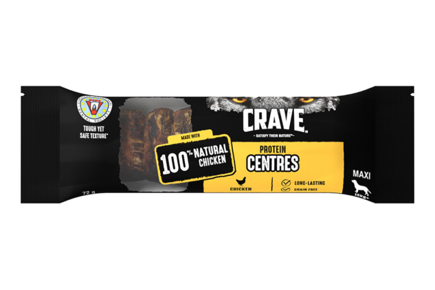 Crave Protein Centres Chicken Dog Treat Bars – Grain-Free High Protein Chews for Large Dogs (15kg+) | 15 x 72g | Natural Meaty Dog Snack