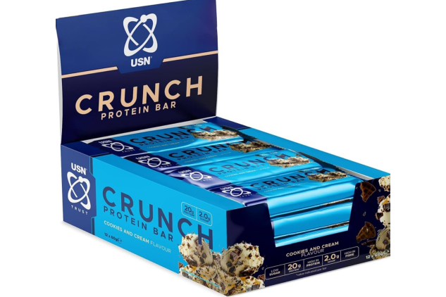 USN Trust Crunch Protein Bars – Cookies & Cream – 20g Protein, Low Sugar – 12 x 60g (Packaging May Vary)
