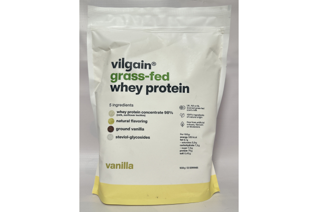 Vilgain Grass-Fed Whey Protein Powder – Vanilla – 1000g Pouch – 76g Protein per 100g – No Added Sugar – Premium Quality