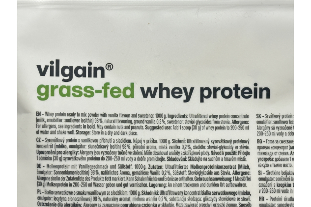 Vilgain Grass-Fed Whey Protein Powder – Vanilla – 1000g Pouch – 76g Protein per 100g – No Added Sugar – Premium Quality