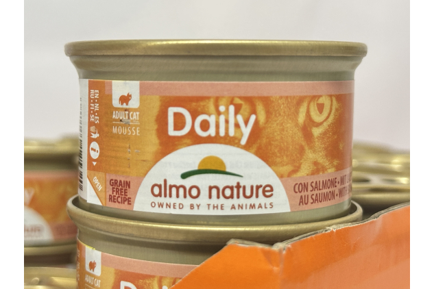 Almo Nature Daily Salmon Mousse Cat Food – 24 x 85g Cans – Grain-Free Adult Wet Food