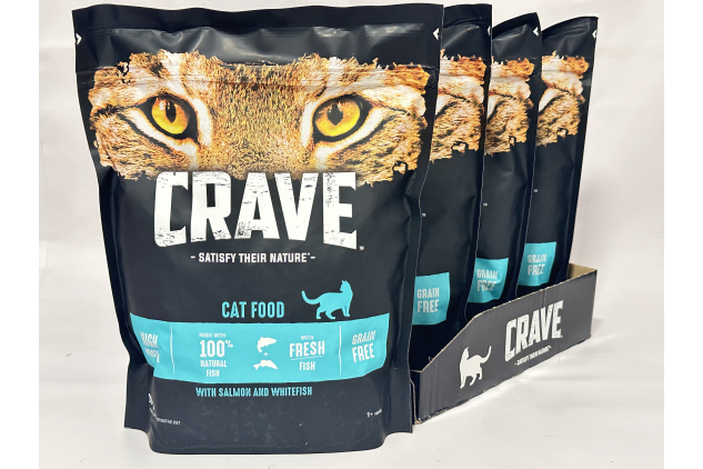 Crave High Protein Dry Cat Food with Salmon & Whitefish – Grain Free – 750g (Pack of 4)