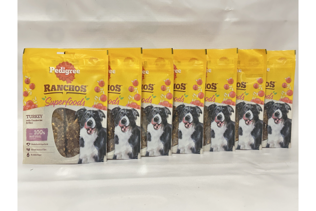 Pedigree Ranchos Superfoods Dog Treats with Turkey, Cranberries & Rice – 7 x 70g