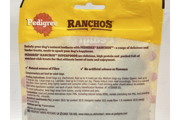 Pedigree Ranchos Superfoods Dog Treats with Turkey, Cranberries & Rice – 7 x 70g