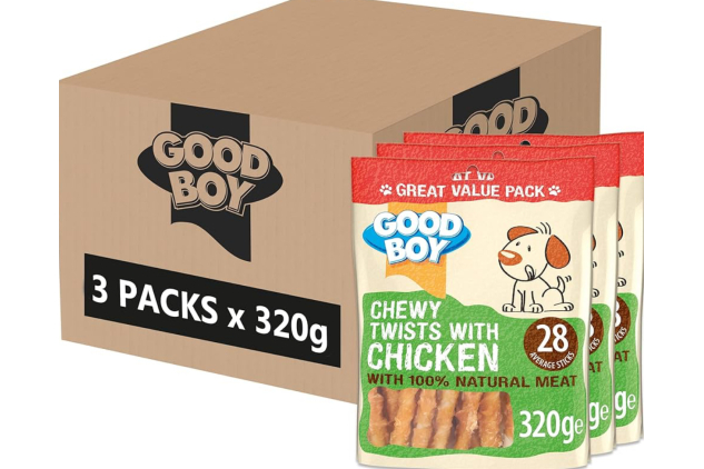 Good Boy Chewy Twists With Chicken Dog Treats – 3 x 320g Case – 100% Natural Meat, High Protein