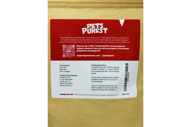 Pets Purest Natural Dog Treat Chews – Pork & Beef Sausages – 200g | Grain Free, High Protein, Healthy Reward Snacks for Dogs