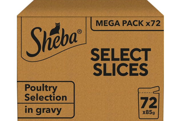 Sheba Select Slices in Gravy Poultry Selection Wet Cat Food – 72 x 85g Pouches | PAST BBE