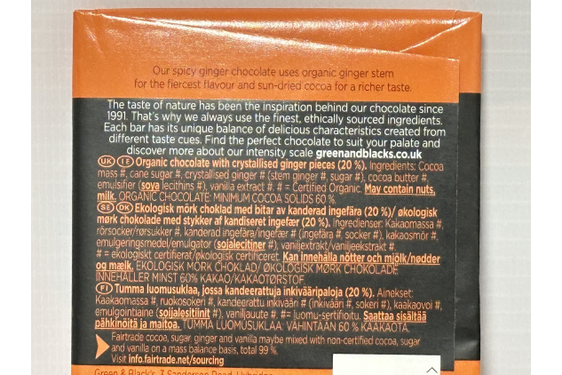 Green & Blacks Organic Ginger Dark Chocolate Bars (15 x 90g) – 60% Cocoa, Fairtrade, Intense Dark Chocolate with Crystallised Ginger
