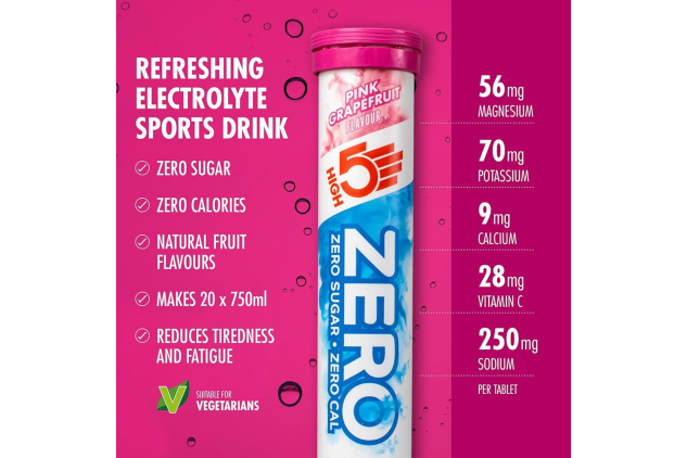 HIGH5 ZERO Electrolyte Hydration Tablets – Pink Grapefruit – 160 Tablets (8 x 20) – Sugar Free, Zero Calories, with Vitamin C