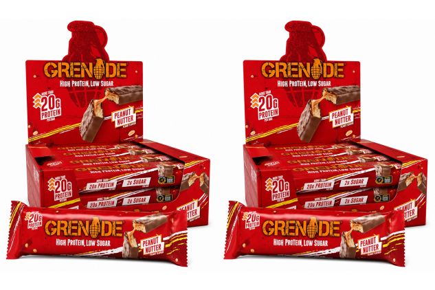Grenade High Protein Bar – Peanut Nutter Flavour – Low Sugar – 24 x 60g (2 Packs of 12)