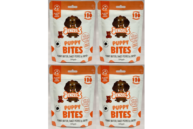 Denzel’s Puppy Bites – Salmon, Peanut Butter & Sweet Potato – 4 x 100g Training Treats
