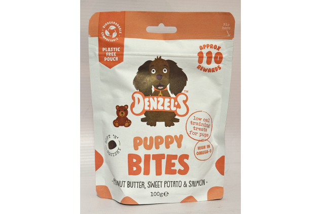Denzel’s Puppy Bites – Salmon, Peanut Butter & Sweet Potato – 4 x 100g Training Treats