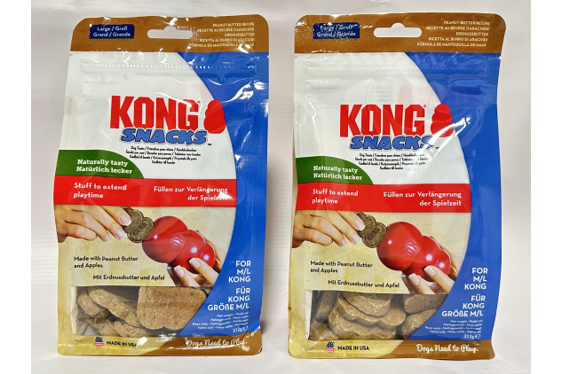 Kong Snacks Dog Treats – Peanut Butter & Apple Flavour – For Medium & Large Kong Toys – 312g (Pack of 2)