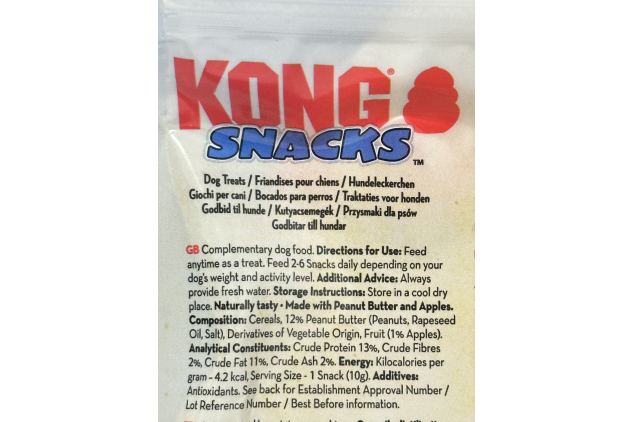 Kong Snacks Dog Treats – Peanut Butter & Apple Flavour – For Medium & Large Kong Toys – 312g (Pack of 2)