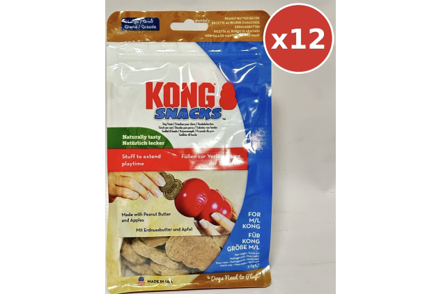 KONG Snacks Dog Treats – Peanut Butter & Apple Flavour – For Medium & Large KONG Toys – 12 x 312g