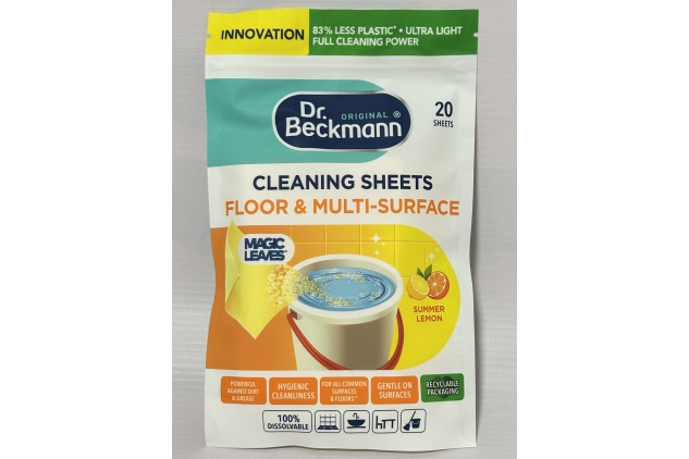 Dr. Beckmann Floor & Multi-Surface Cleaning Sheets – Summer Lemon – 20 Sheets | Dissolvable, Eco-Friendly, Powerful on Dirt & Grease