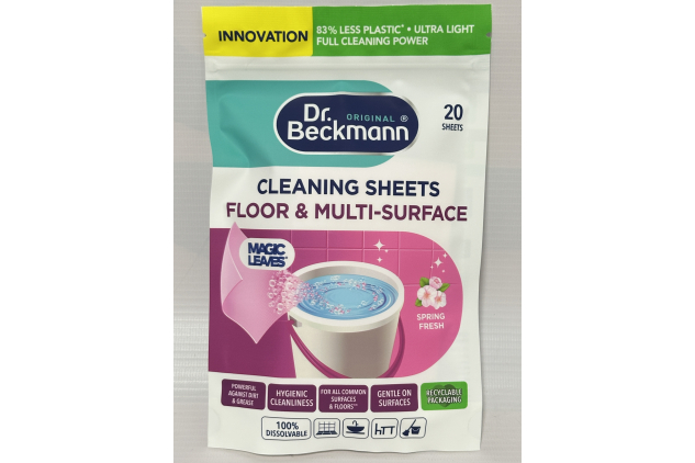 Dr. Beckmann Floor & Multi-Surface Cleaning Sheets – Spring Fresh – 20 Sheets | Dissolvable, Eco-Friendly, Powerful on Dirt & Grease
