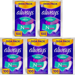 Always Daily Fresh Slim Flexistyle Pantyliners – 5 x 100 (500 Total) | Fresh Scent, Odour Lock, Everyday Comfort