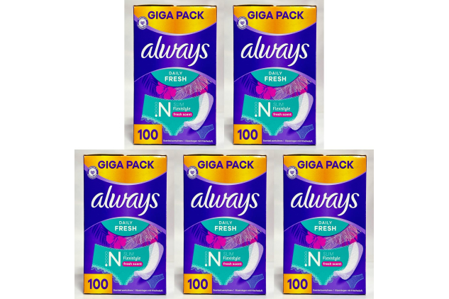 Always Daily Fresh Slim Flexistyle Pantyliners – 5 x 100 (500 Total) | Fresh Scent, Odour Lock, Everyday Comfort
