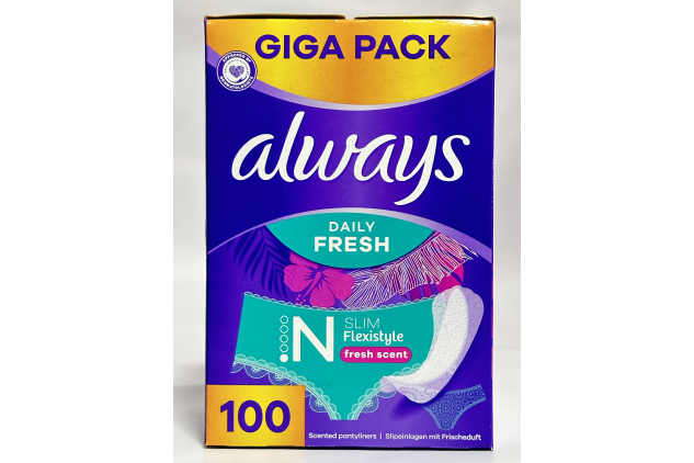 Always Daily Fresh Slim Flexistyle Pantyliners – 5 x 100 (500 Total) | Fresh Scent, Odour Lock, Everyday Comfort
