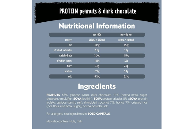 Eat Natural Protein Bars – Peanuts & Dark Chocolate – 20 x 40g (800g) | High Protein Fruit & Nut Bars with Dark Chocolate, Source of Fibre