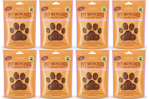 Pet Munchies Chicken & Sweet Potato Dog Treats – Grain Free Dental Sticks – 8 x 90g