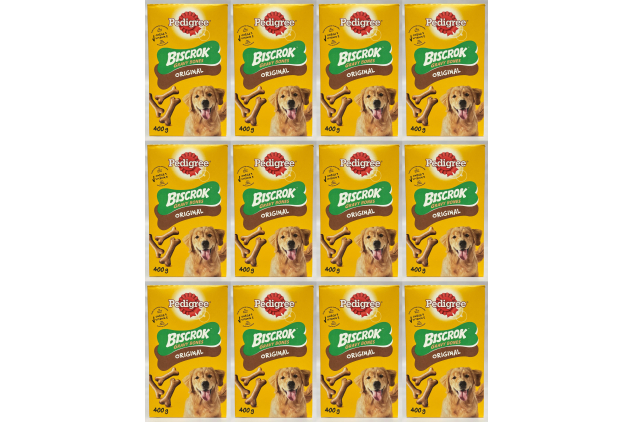 Pedigree Biscrok Gravy Bones Dog Biscuits – Original Recipe – 12 x 400g Boxes | Crunchy Dog Treats with Omega 3, Calcium & Vitamin E