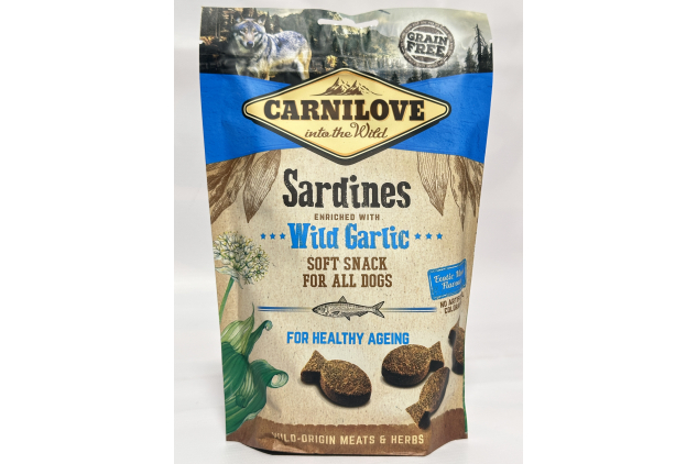 Carnilove Sardines with Wild Garlic Dog Treats – Grain Free Soft Snack for Dogs, Healthy Ageing Support, 200g
